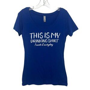 Next Level Apparel This Is My Drinking Shirt Graphic Tshirt Womens Medium Blue